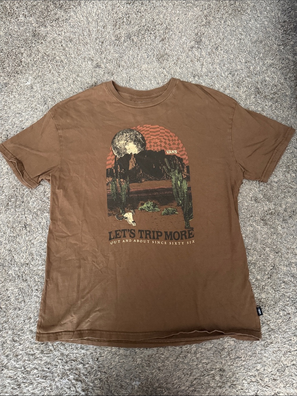 Vans Brown 'Let's Trip More' Desert Graphic Short Sleeve Tee